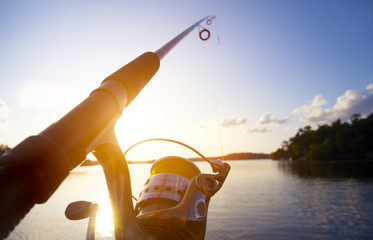 Fishing at sunset