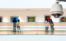 CCTV Camera Operating Inside An Art Gallery Or Museum