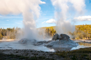 Geysers in Yellowstone.