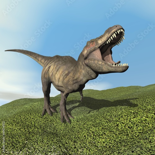 Naklejka samoprzylepna Dinozaur tyranozaurem - 3d render