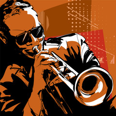 Wall Mural - Jazz trumpet player
