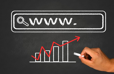 Wall Mural - web address search bar and financial chart