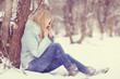sad girl frozen, winter, cold, stress, park