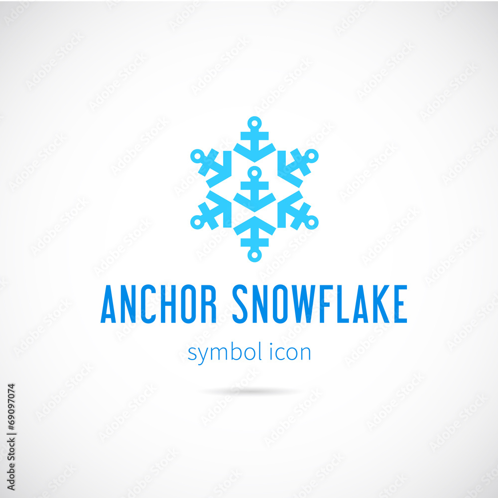 Snowflake From Anchors Vector Concept Symbol Icon Stock Vector | Adobe ...