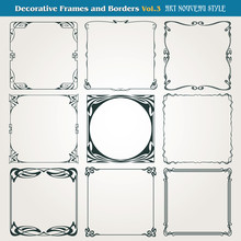 Decorative Borders And Frames Art Nouveau Style Vector