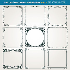 Canvas Print - decorative borders and frames art nouveau style vector