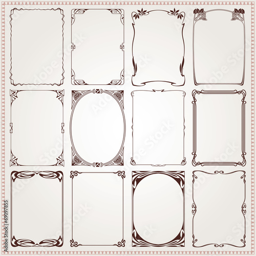 Láminas Decorative borders and frames Art Nouveau style vector
