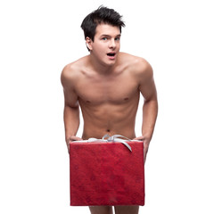 Canvas Print - funny naked young man