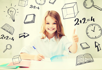 Wall Mural - student girl studying at school