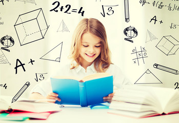 Wall Mural - student girl studying at school