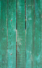 Old Green Wooden Fence Closeup