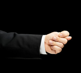 Wall Mural - Caucasian male hand in a business suit isolated