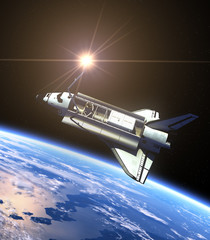 Wall Mural - space shuttle and sun