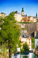 Wall Mural - Cityscape view of Luxemburg with Alzette river
