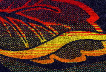 dark texture terry cloth with bright abstract pattern