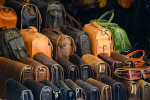 Group Of Leather Bags In Shop