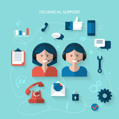 Wall Mural - Flat design modern concept for technical support service