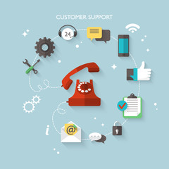 Wall Mural - Flat design modern concept for customer support service