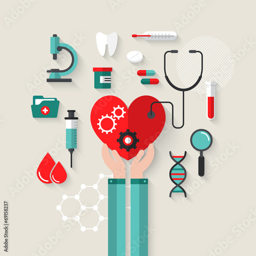 Fotografia Flat design modern concept for health care and medical help