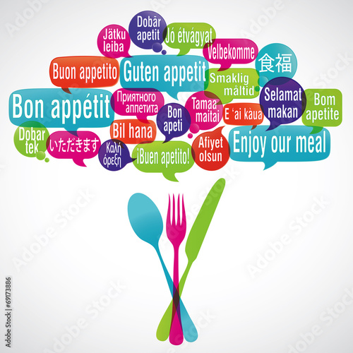 Naklejka na szybę nuage de mots (couverts) : bon appétit (cs5)