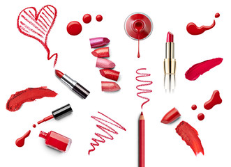 Wall Mural - make up beauty lipstick nail polish liquid powder mascara pencil