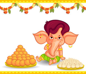 Sticker - Lord Ganesha in vector for Happy Ganesh Chaturthi