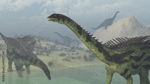 Naklejka samoprzylepna Agustinia prehistoryczny krajobraz