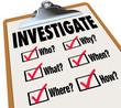 Investigate Basic Facts Questions Check List Investigation
