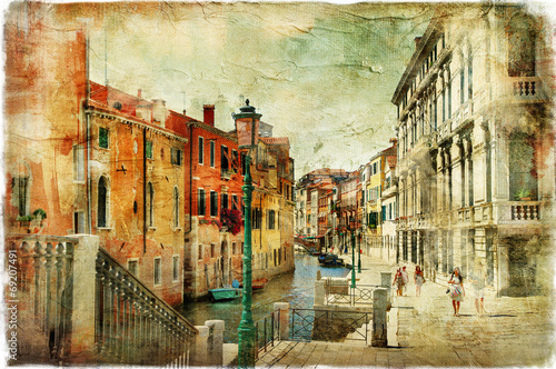 Naklejka - mata magnetyczna na lodówkę pictorial streets of Venice. artistic picture