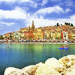 Menton - colorful port town, border France- Italy