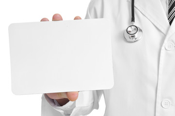 Wall Mural - doctor showing a blank signboard