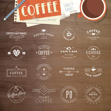 Set Of Vintage Style Elements For Labels And Badges For Coffee