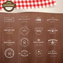 Wall Mural - set of vintage elements for labels and badges for restaurants