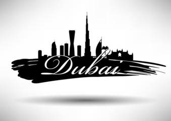 Poster - City of Dubai Typographic Skyline Design