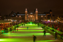 Skating On A Christmas Ice Rink At The Museumsquare
