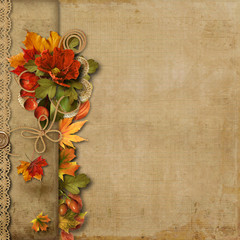  Vintage beautiful background with autumn border