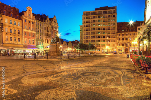 Naklejka na kafelki Wrocław Stare Miasto wieczorem.