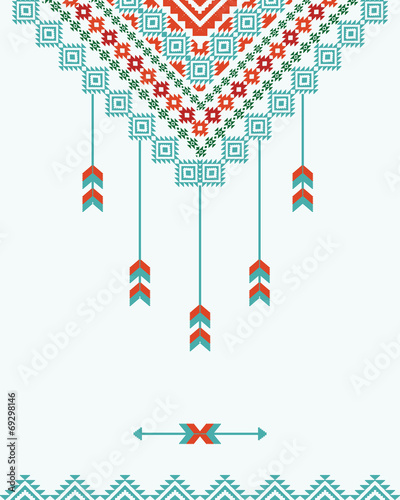 Obraz na płótnie canvas czteroczęściowy "tetraptyk" American indian ozdobne tło z Dreamcatcher