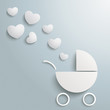 White Paper Baby Buggy Hearts Dust
