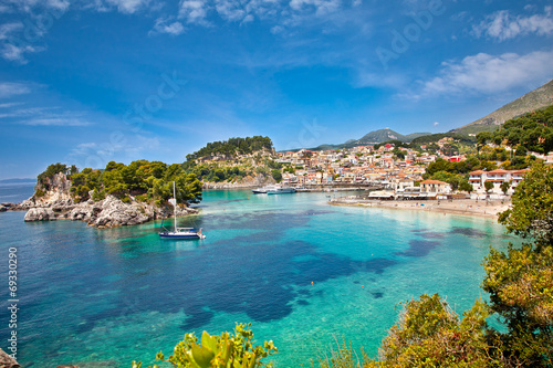 Naklejka samoprzylepna Piękny widok panoramiczny z Parga, Grecja.