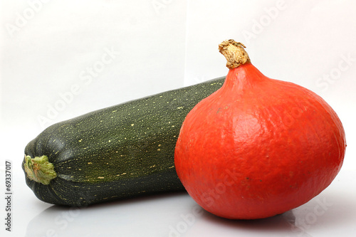 Fotografie, Obraz marrows and zucchini on a white background