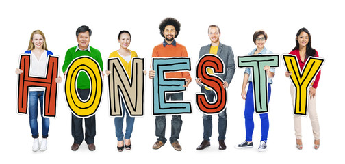 Wall Mural - Group of Diverse People Holding Honesty