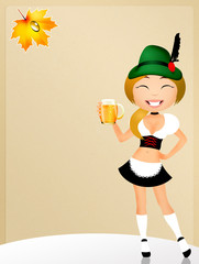 Wall Mural - Oktoberfest girl serving beer