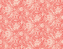 Red Floral Textile Vector Seamless Pattern In Gzhel Style