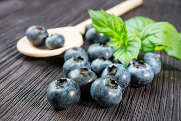 Blueberry on wooden board