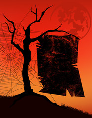 Wall Mural - halloween background with tree and poster