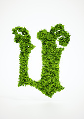 Wall Mural - ecology letter u symbol with white background