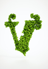 Wall Mural - ecology letter v symbol with white background