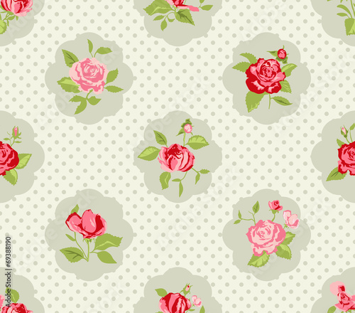 Board z aluminiowym obramowaniem Shabby chic rose wzór i bezszwowe tło.