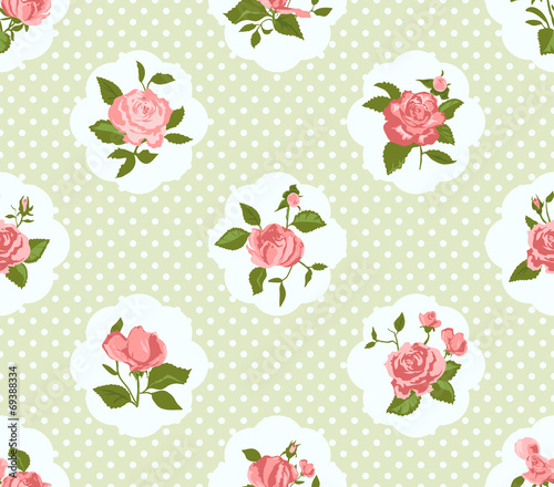 Board z aluminiowym obramowaniem Shabby chic rose wzór i bezszwowe tło.